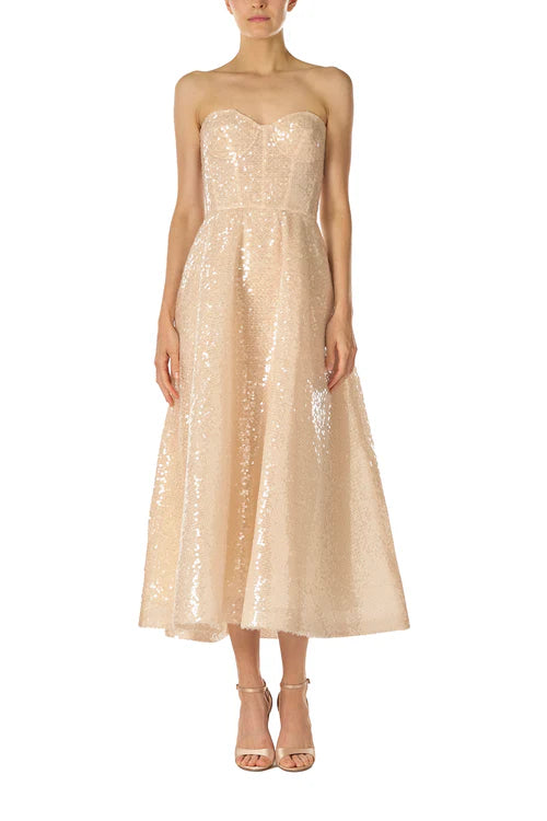 Sequin Tulle Tea Length Dress