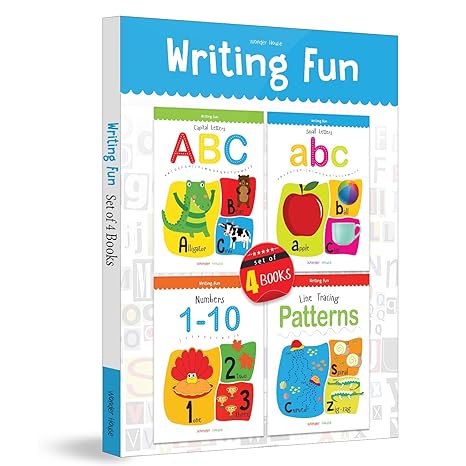 Writing Fun A Set Of 4 Books : Write And Practice Capital Letters, Small Letters and Numbers 1 to 2