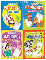 Writing Practice Books for Kids (Set of 4 Books) - Learn and Practice - Pattern Writing, Numbers 1-20, ABC Capital Letters, Small Letters - 3 Years to 5 Years Old Children - LKG